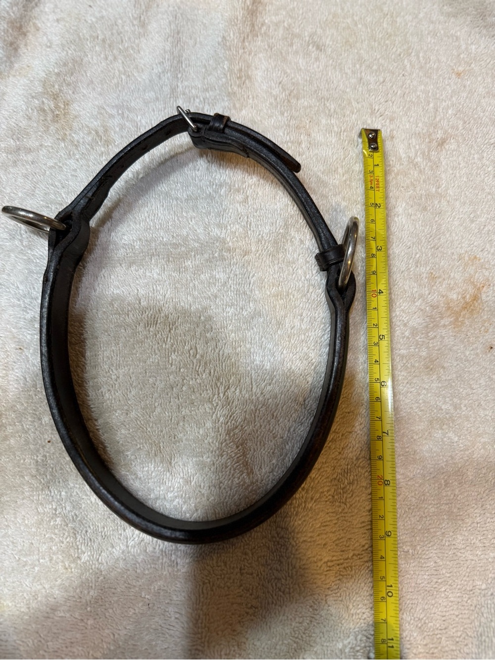 Equestrian Bridle work Nose strap brown leather w/ Metal Rings - Picture 3 of 8